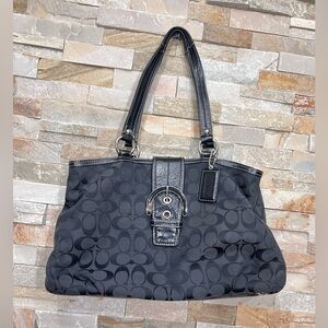 Coach East West SoHo Black Signature Shoulder Bag